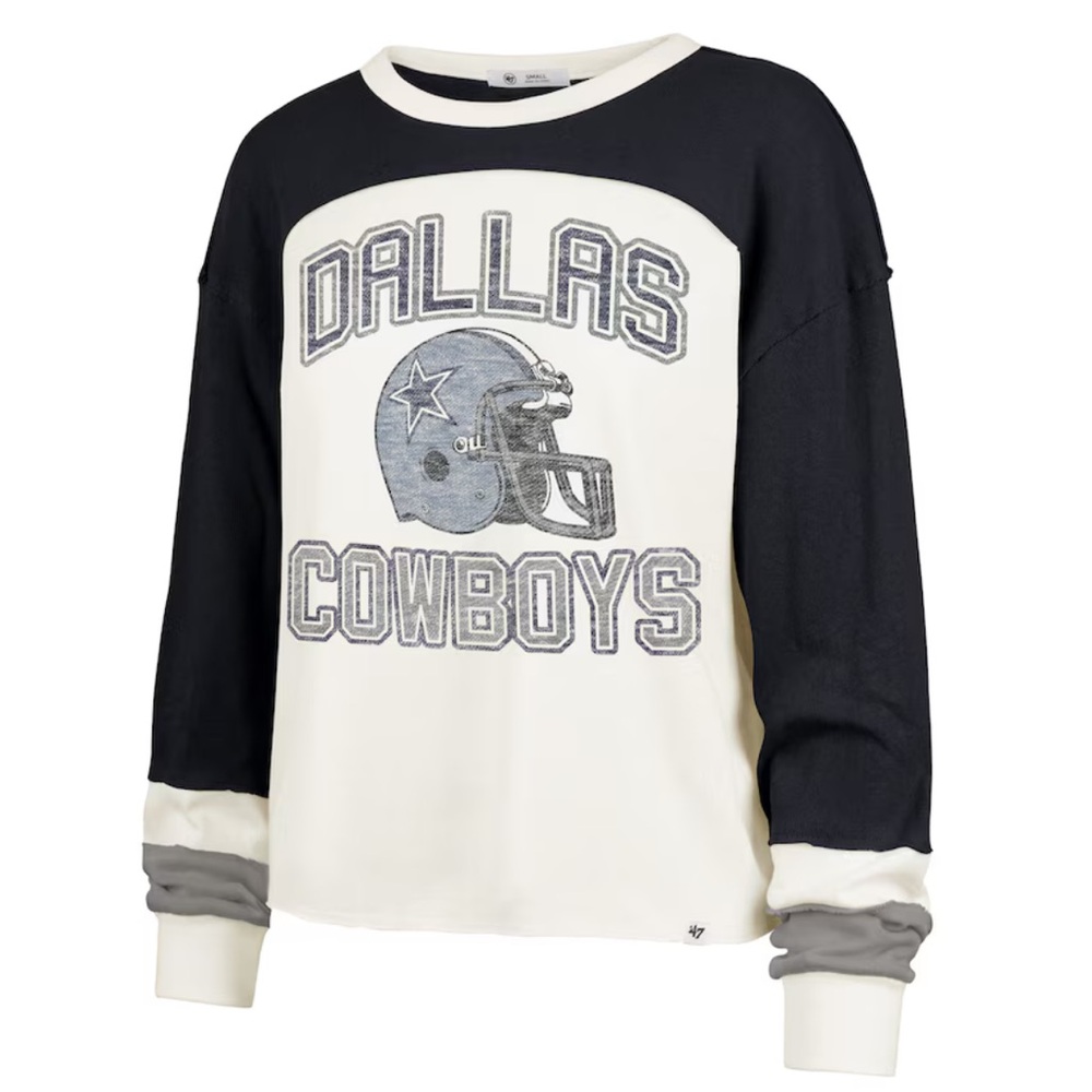 ‘47 Dallas Cowboys Double Header Curve Toni Long Sleeve T-Shirt Women’s Medium
